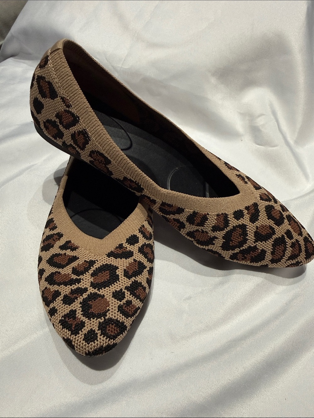 a new day Leopard Print Knit Ballet Flats - Brown/Black